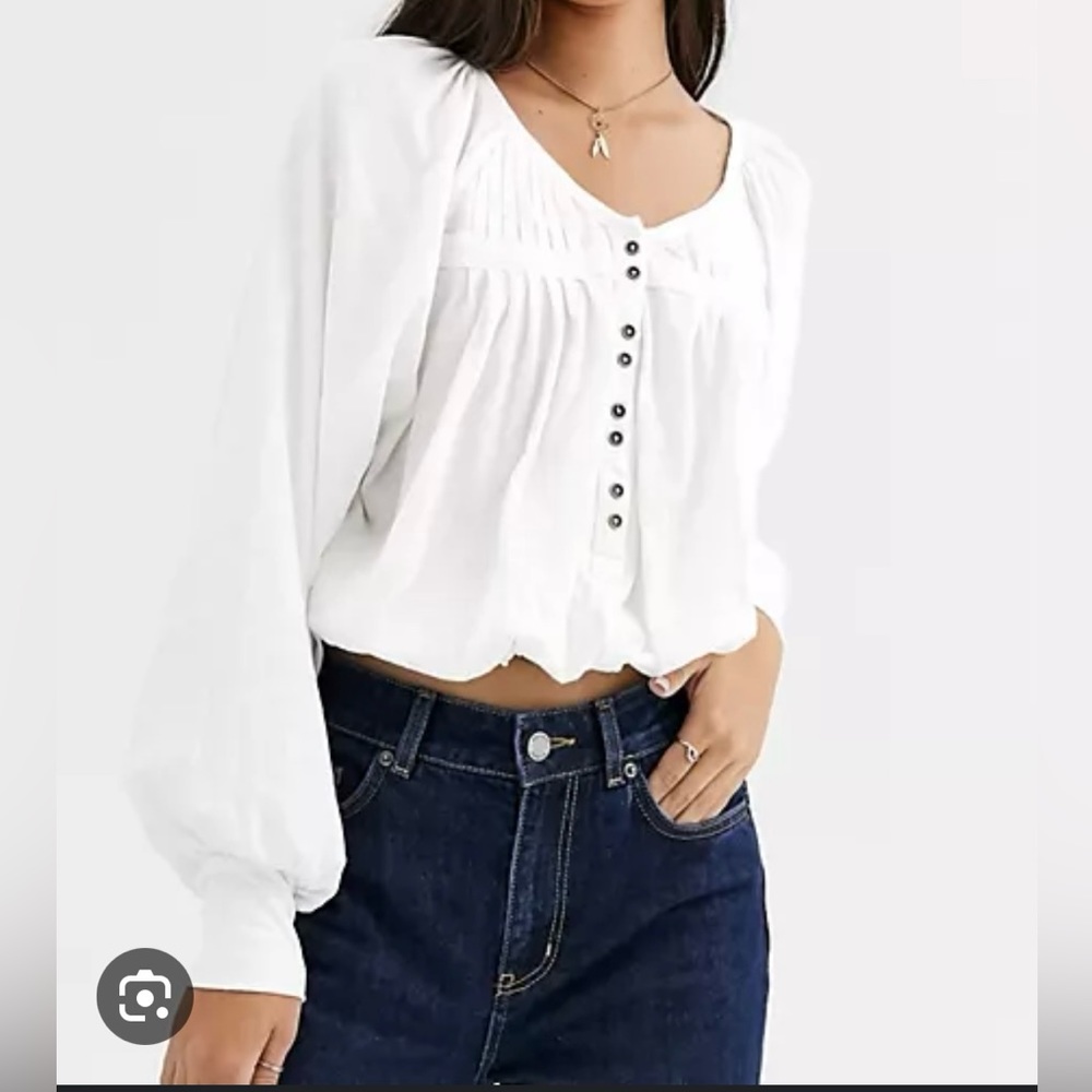 Free people prairie Henley white top- size XS